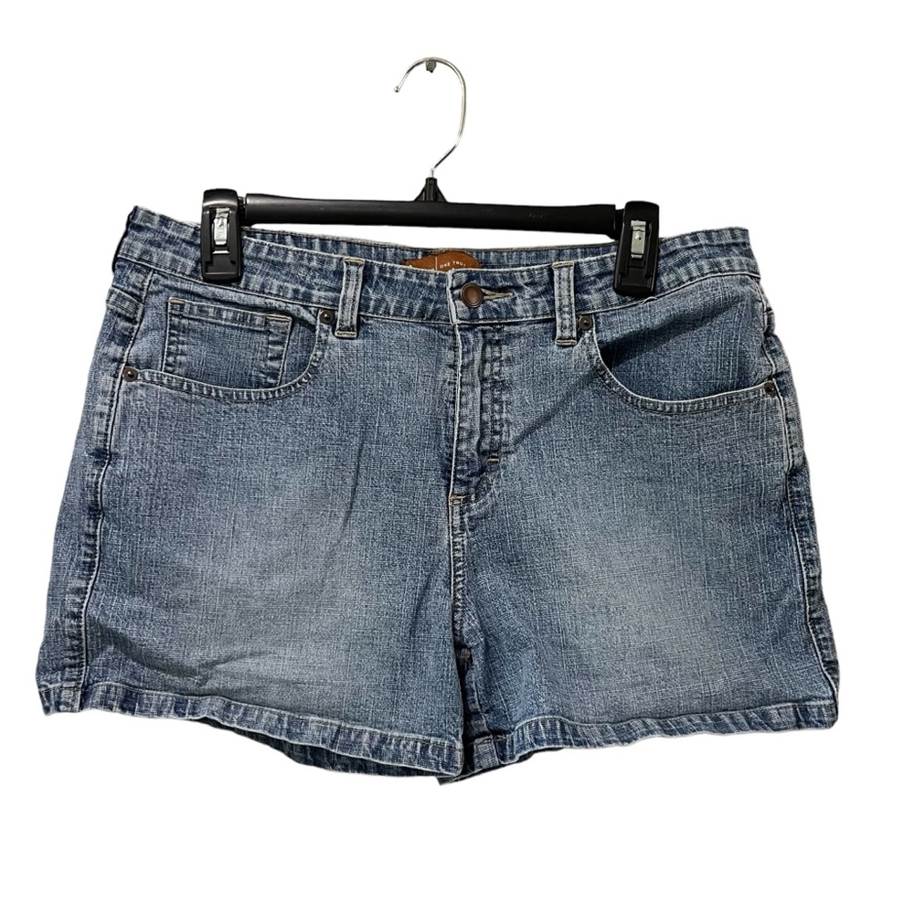 Lee Jean Shorts Women’s Size 11/12 Blue Denim Pockets Mid Rise One True Fit